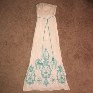 Strapless Beige/Peach Maxi Dress